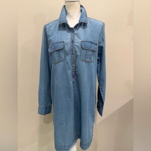 Vintage Blair Jean Mini Shirt Dress Size M Soft Denim 1/2 Buttoned Collar Packet